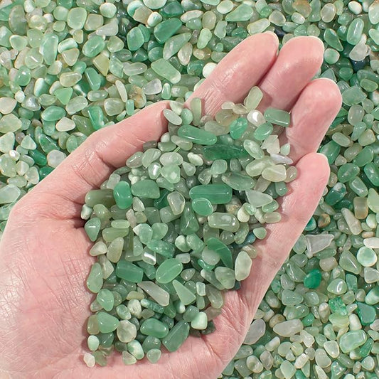 Crystal Chips Bulk Green Aventurine Crushed Quartz Stones Pebbles, 5-7mm Polished Tumbled Healing Crystal Chips Crushed Rocks Jade Pebbles for Aquarium, Garden and Home - 3 Lbs-PawvioPets