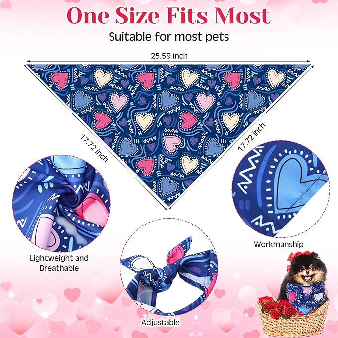 Amylove 120 Pcs Halloween Dog Bandanas Bulk Holiday Triangle Dog Pack Puppy Kerchief Bandana Adjustable Pet Scarf for Pet Cat Costume Accessories Decor(Love)-PawvioPets
