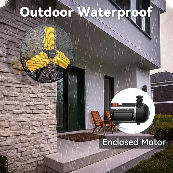 24 Inch 9500 CFM Waterproof Wall Fan Pro Series - Outdoor High Velocity Wall Mount Fan with Enclosed Motor for Residential, Warehouse, Patio, Shop, Garage, Barn UL Safety Listed-PawvioPets