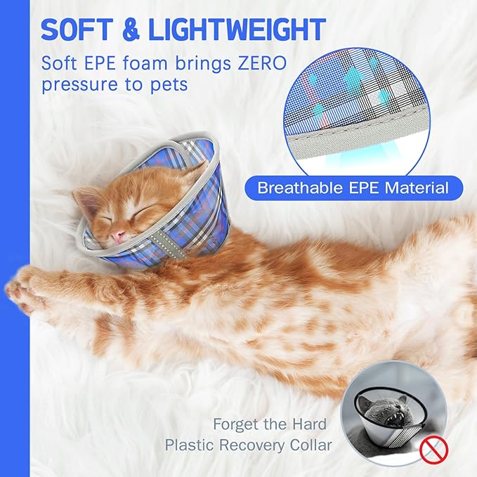 Cat Cone Collar Soft, Cat Recovery Collar for Large Medium Small Cats Kittens, Pet Cone Alternative After Surgery-PawvioPets