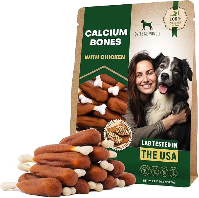 Beloved Pets Dog Treats, Calcium Bones Wrapped Chicken & Rawhide Free Chew 11Oz - Pet Healthy Dried Snacks & Grain Free Meat - Bulk Best Chews for Christmas, Training Small & Large Dogs - Made for USA-PawvioPets