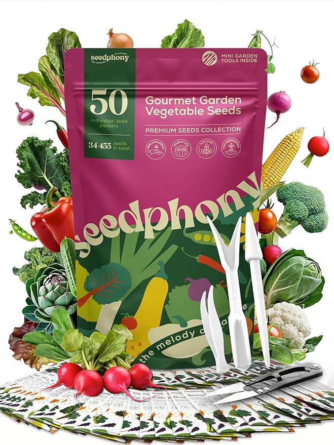 50 Gourmet Garden Vegetable Seeds Variety Pack - 34,455+ Non-GMO Heirloom Vegetables Seeds for Planting Indoor Outdoor: Broccoli, Carrot, Onion, Lettuce, Pepper - Gardening Seed Packets-PawvioPets