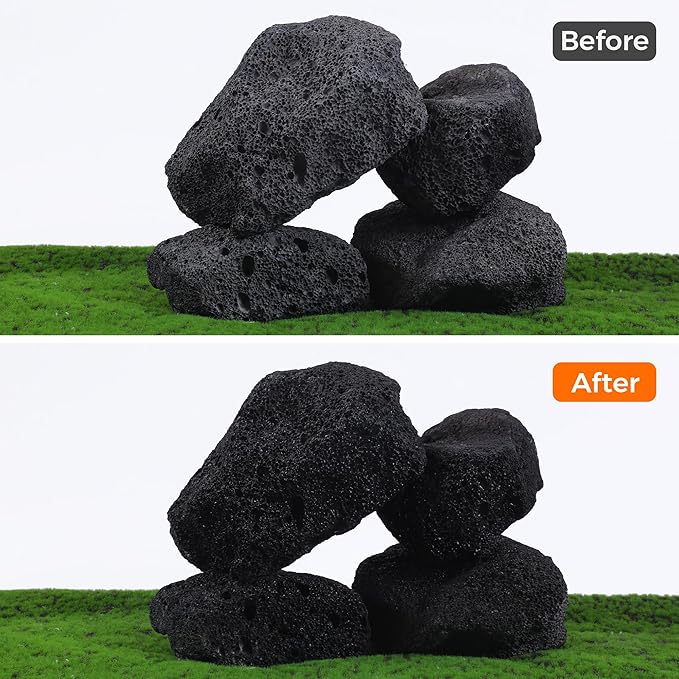 6-8 Inches Large Natural Black Lava Rock 4 PCS Aquarium Rocks for Aquascaping, Aquarium Landscaping, Terrariums, Fish Tank Decoration, Vivariums, Paludarium, Reptile and Amphibian Enclosures-PawvioPets