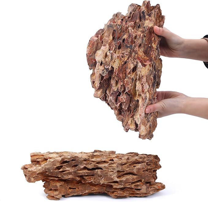 14-16 Inches Natural Dragon Stone 2 PCS Ultra Large Aquarium Rocks for Aquascaping, Aquarium Landscaping, Terrariums, Fish Tank Decoration, Vivariums, Paludarium, Amphibian Enclosures-PawvioPets