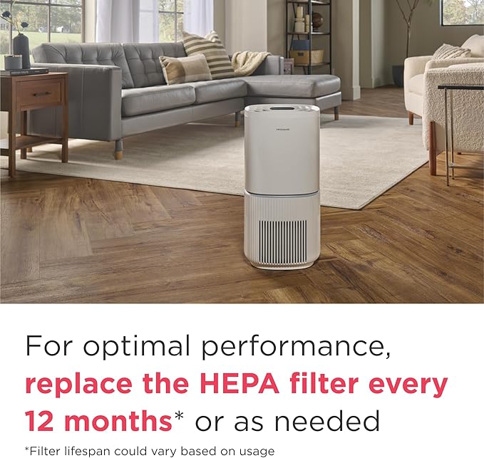Frigidaire PureA300 XL HEPA Air Purifier with Wi-Fi for Large Rooms, Covers up to 1,685 Sq. Ft., 3-Stage Filtration, Energy Star Certification, Air Quality Monitoring, Smart Mode, Ultra Quiet, White-PawvioPets