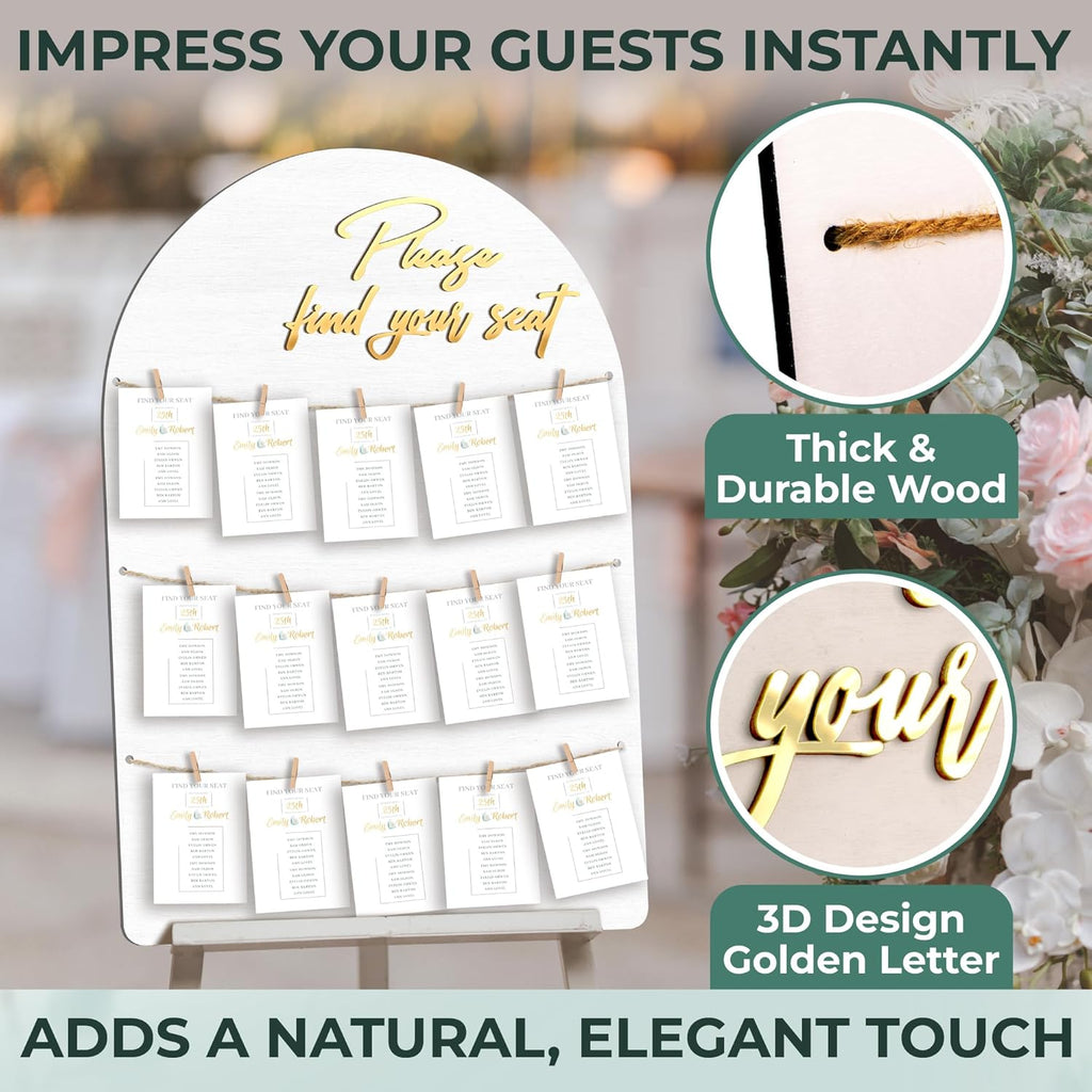 Wedding Seating Chart Board Display for Wedding Reception - Rustic Seating Chart for Reception Display, Find Your Seat Sign Wood Board Decor Ideas