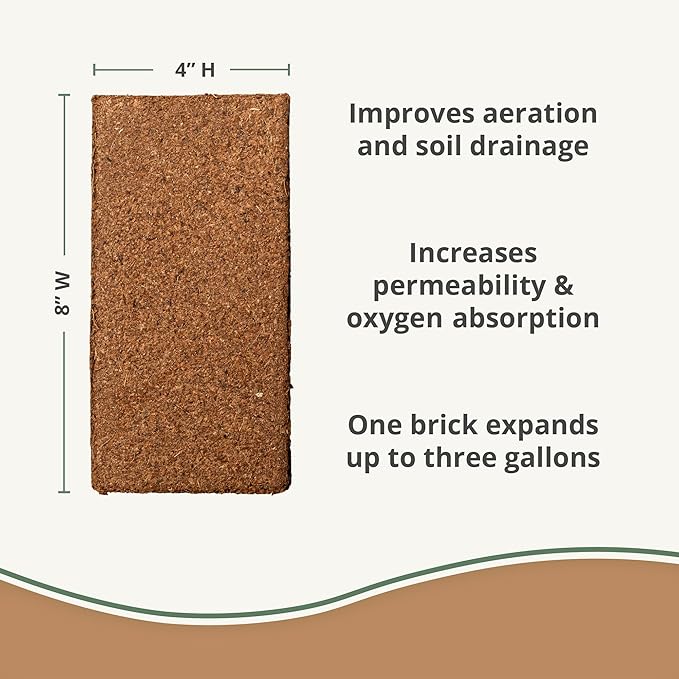 Coco Coir Brick (650gms) - Organic Coco Coir for Plants & Gardening - OMRI-Listed Cocopeat for Garden Soil, Seed Starter Soil, & Mulch - Coconut Coir Brick - Coconut Fiber Potting Mix-PawvioPets