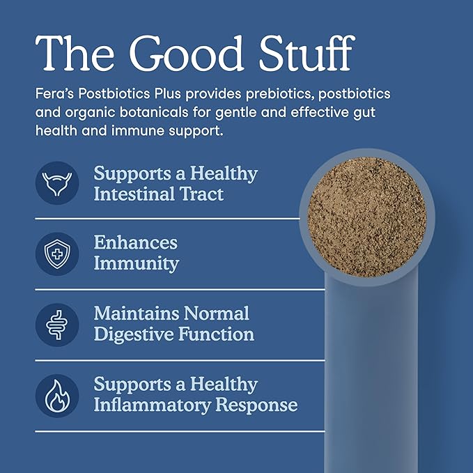 Fera Pets Postbiotics Plus Prebiotics for Dogs & Cats - with Slippery Elm - Promotes Optimal Digestive Health & Inflammatory Response - Enhances Immunity - 120 Scoops-PawvioPets