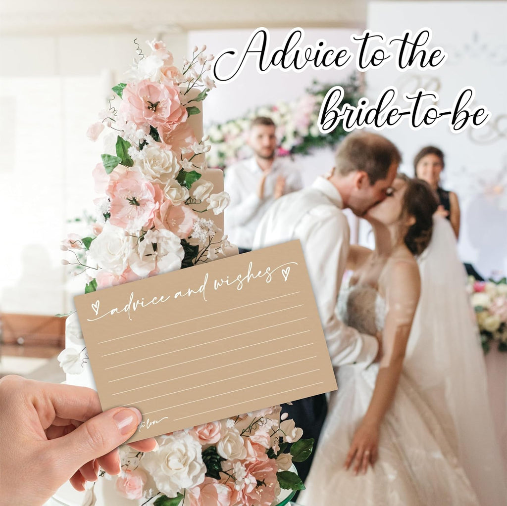 30 Advice & Wishes Cards - Minimalism Brown - Double Sided Fill-In Advice Cards For Bridal, Wedding, Graduate Party, Mr & Mrs, Retirement, Baby Shower, Party Favor & Supplies - A03