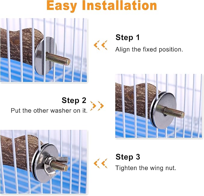 Bird Perch Stand Toy, Natural Wood Parrot Perch Bird Cage Branch Perch Accessories for Parakeets Cockatiels Conures Macaws Finches Love Birds (M: 10" Length)-PawvioPets