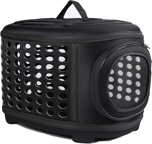 Collapsible Cat Carrier Hard, Travel Pet Carriers Bag for Small Dogs for Car Travel with Ventilation Guinea Pig 2 Small Cats Carrier Cage Dog Crate (Black)-PawvioPets