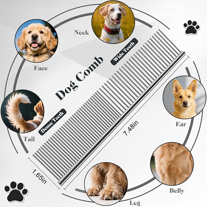 2PCS Slicker Brush for Dogs & Pet Comb,Professional Dog Grooming Brush (Goldendoodles,Poodles,Labradoodles) with Extra Long Pins to Effectively Remove Tangles, Knots and Mats (Orange)-PawvioPets