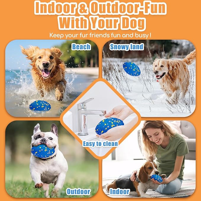 4.72" Indestructible Large Rugby Balls for Aggressive Chewers Durable Olive Bouncy Interactive Football Toy for Dogs Fetch Game Lightweight Floating Outdoor Training, Blue-PawvioPets