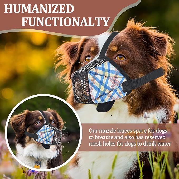 Dog Muzzle for Small Large Dogs - Soft Nylon Basket Muzzle with Adjustable Strap, Breathable Mesh Design Prevents Biting Chewing Licking Eating - Ideal for Training, Grooming & Vet Visits (Blue, L)-PawvioPets