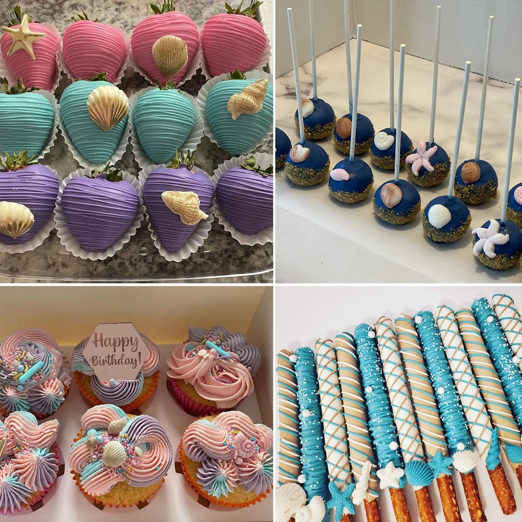 Seashell Silicone Molds, AIMEIKI 5 Pack Marine Theme Cake Fondant Silicone Molds Seashell Conch Starfish Baking Molds for Decorating Cake Candy Chocolate DIY Craft Projects