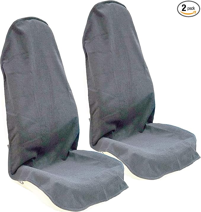 Car Seat Cover Protector Front Seats,for Gym Workout,Running,Swimming,Beach and Hiking,Waterproof Sweat Towel Bucket Seat Covers for Cars SUV Trucks (Grey, 2Pcs)-PawvioPets