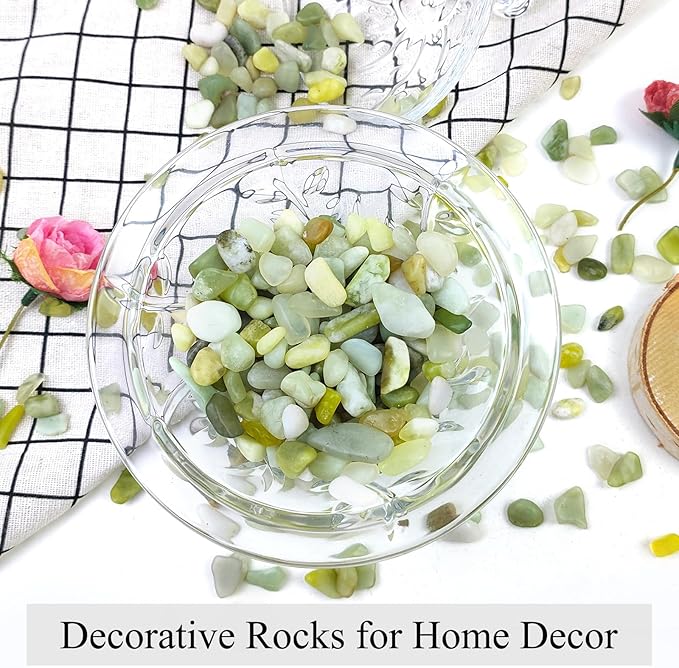 2 lbs Jade Rocks for Plants Indoor, 3/8 inch Small Pebbles for Indoor Plants, Decorative Rocks for Succulents Cactus Bamboo Vases Landscaping Drainage and Outdoor Garden Rocks-PawvioPets