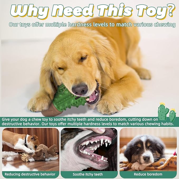 Dog Chew Toys Toothbrush Stick Teeth Cleaning Brush Dental for Medium Large Dog, Puppy Christmas,Easter Birthday Gifts,Outdoor Dog Squeaky Toys for Aggressive Chewers Tough Toys Interactive-PawvioPets