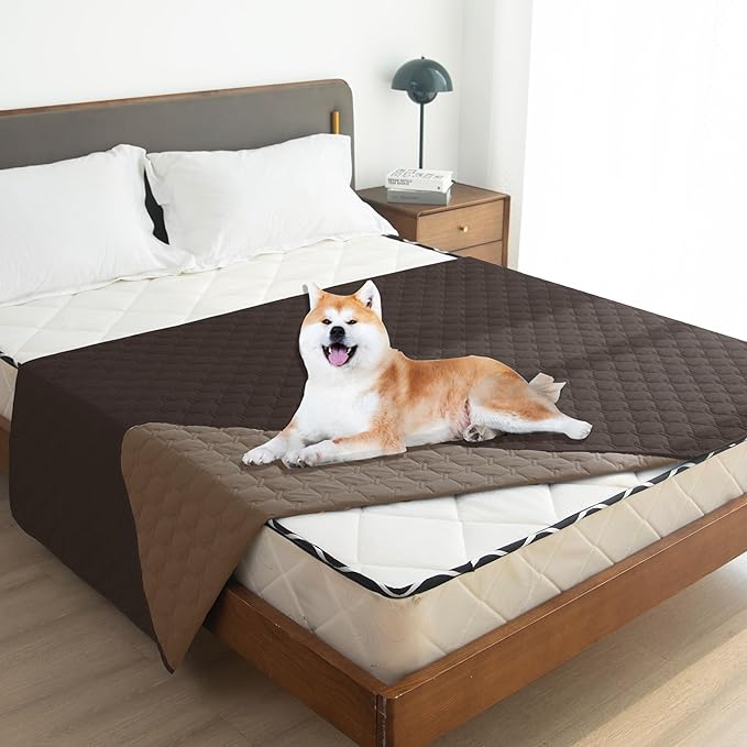 gogobunny 100% Double Sided Waterproof Dog Blanket Soft Pet Bed Cover Reversible Protect Furniture Couch Sofa Car for Puppy Large Dog Cat (Dark Coffee/Light Coffee, 68x82 Inch (Pack of 1))-PawvioPets