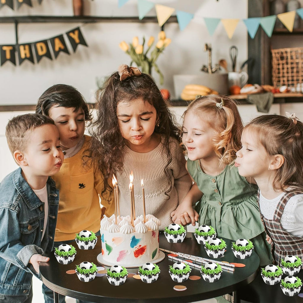 COcnny Soccer Mini Cupcake Liners - 600pcs Football Mini Baking Cups Muffin Cupcakes Wrappers for Boys Teens Birthday, Sport Theme Cake Wrap Making Supplies for Celebration Holiday Baby Shower Party