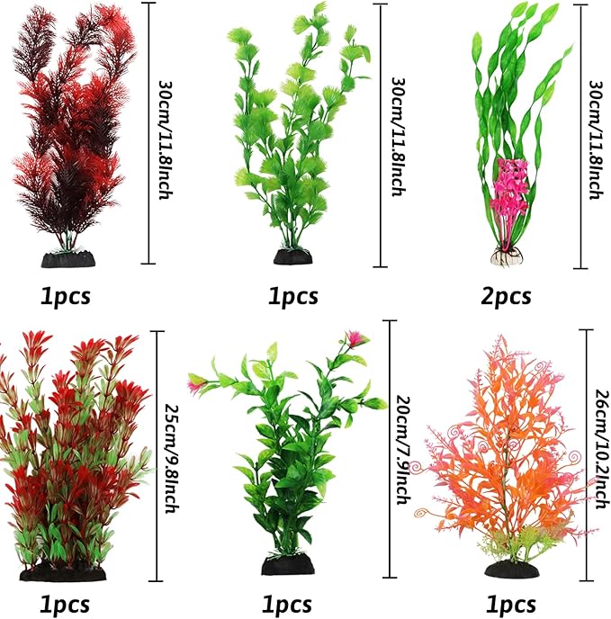 Fish Tank Accessories Aquarium Decorations Plants, 20pcs Fish Tank Decorations Plant, Fish Tank Decor, Aquarium Decor Plastic Plants, Small to Large-PawvioPets