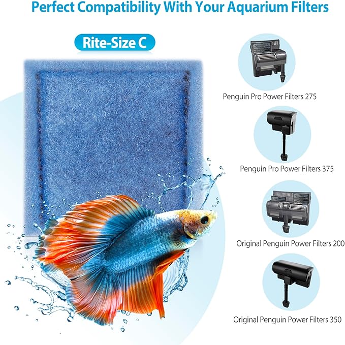 24 Pack Rite-Size C Filter Cartridges Compatible with Marineland Penguin PRO Power Filters 275/375 & Original Penguin Power Filters 200/350 - Rite-Size C Replacement Filter Cartridges-PawvioPets