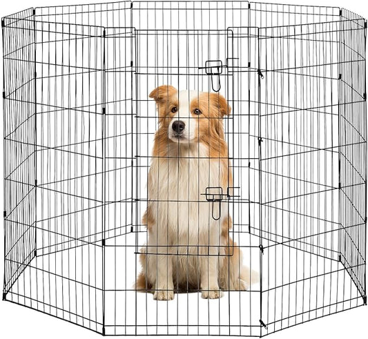 48 Tall Dog Playpen Crate Fence Pet Play Pen Exercise Cage -8 Pane-PawvioPets