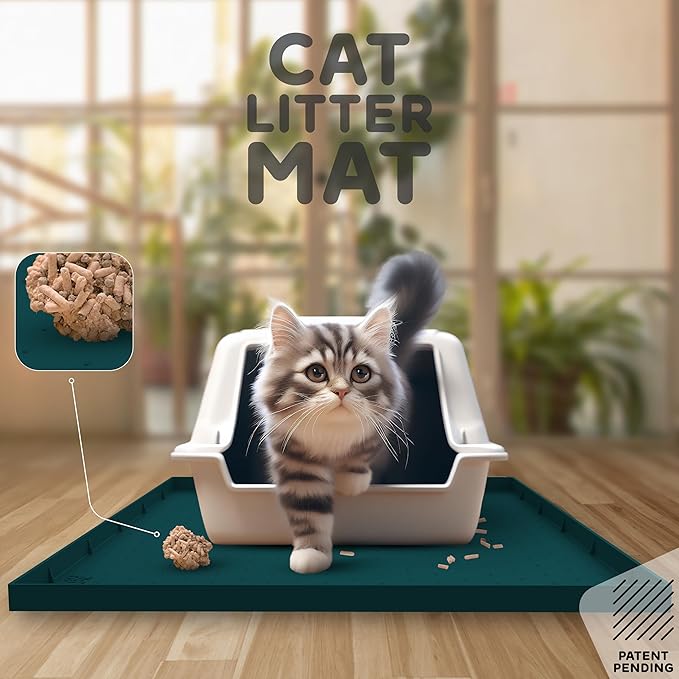 32x24x1” XL Dog Food Mat - All Purpose Under Sink Liner, Washer and Dryer Covers for The Top, Silicone Griddle Mat for Blackstone - Raised Edges Dog Mat for Food and Water Prevent Spill, Waterproof-PawvioPets