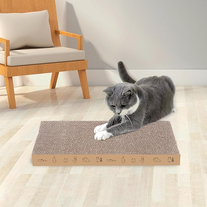 8 Packs in 1 Cat Scratch Pad, Cat Scratcher Cardboard,Reversible,Durable Recyclable Cardboard, Suitable for Cats to Rest, Grind Claws and Play-PawvioPets