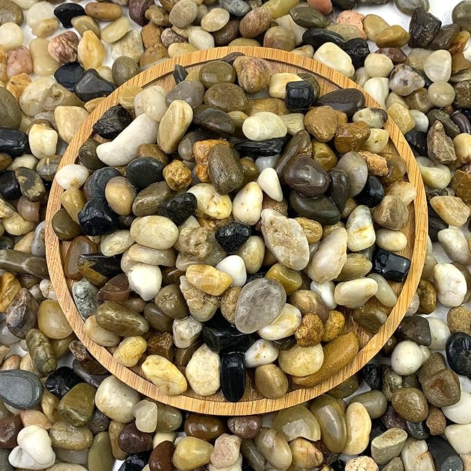 2lbs Aquarium Rocks, 2/5 Inch Pea Gravel for Indoor Plants, Decorative River Rocks for Fish Tank Succulent Vase Plant Soil Cover and Outdoor Landscaping-PawvioPets