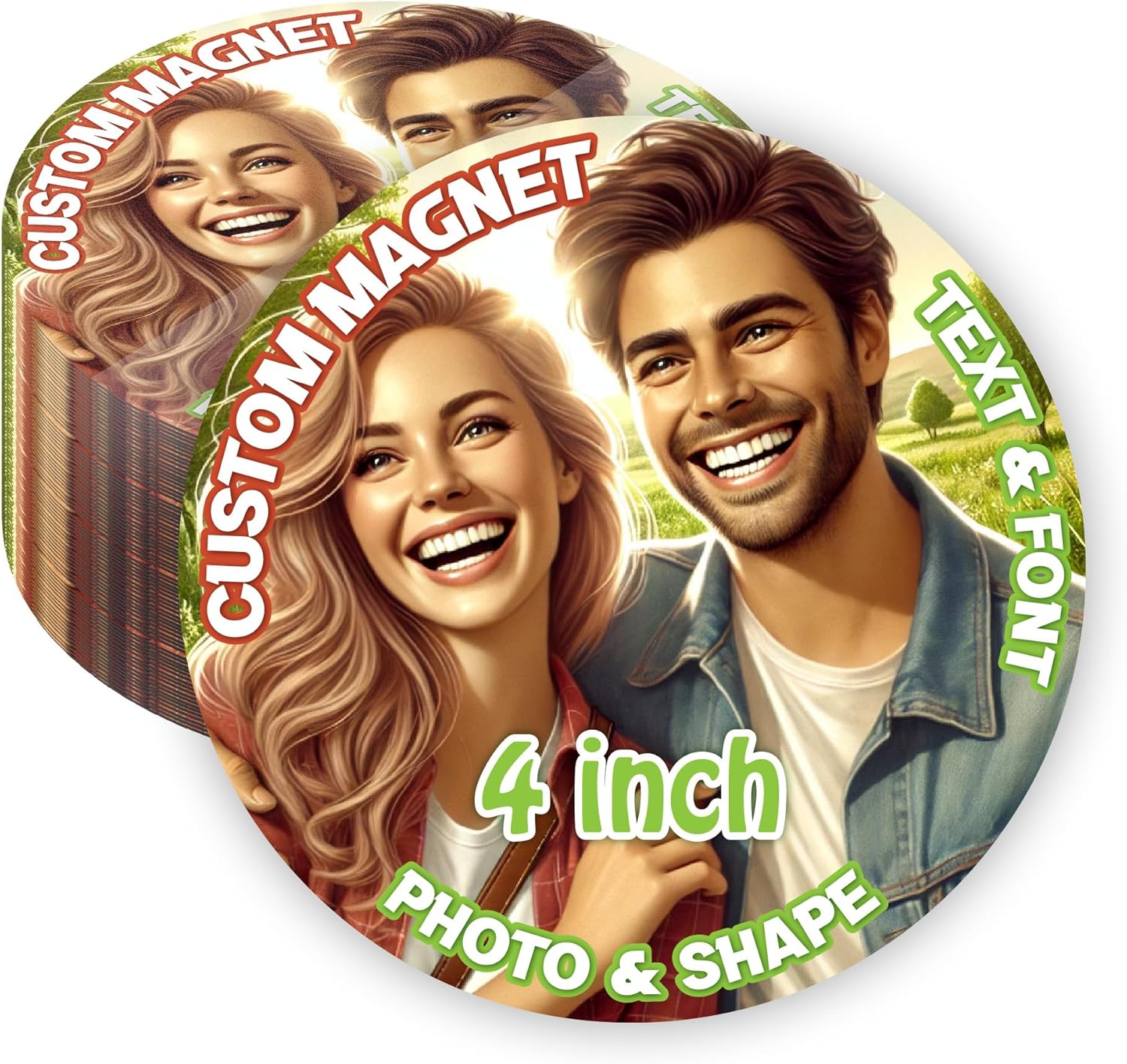 KETABAO – 4" Customize Circle Photo Magnets - Upload Your Photo for Personalized Magnets - Choose Your Shape - Add Your Text Fridge, Locker, and Car & More