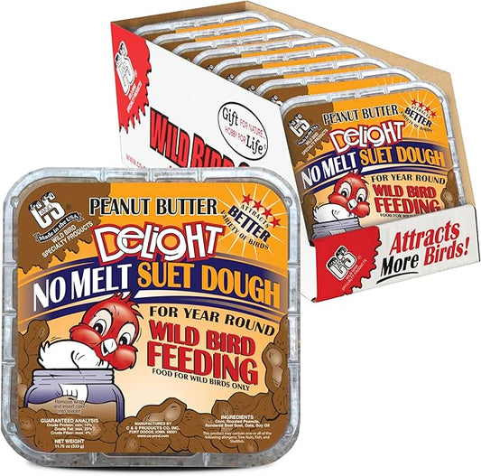 C&S Peanut Butter Delight No Melt Suet Dough, Suet Cakes for Wild Birds, 11.75 Ounces, Pack of 8-PawvioPets