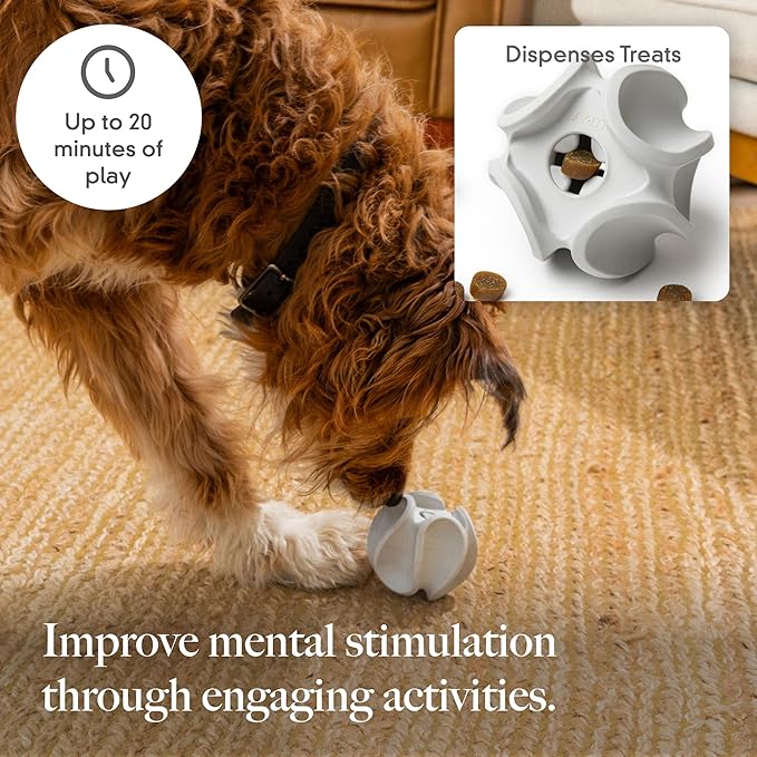 LAY LO Treat Dispensing Dog Toy – Natural Rubber Topple Toy for Chewing, Enrichment & Mental Stimulation | Dog Treat Dispenser Puzzle | Dishwasher Safe | Includes Live Trainer Support-PawvioPets