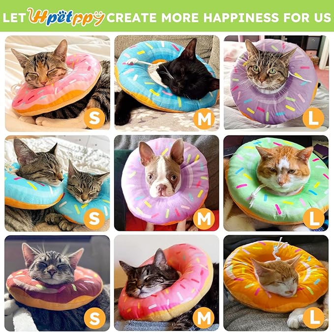 Cat Cone Collar Soft, Cat Recovery Collar for Wound Healing Cute Donut Adjustable Kittens Cones to Stop Licking Comfortable Lightweight Neck Elizabethan Collars for Cats Kittens After Surgery-PawvioPets