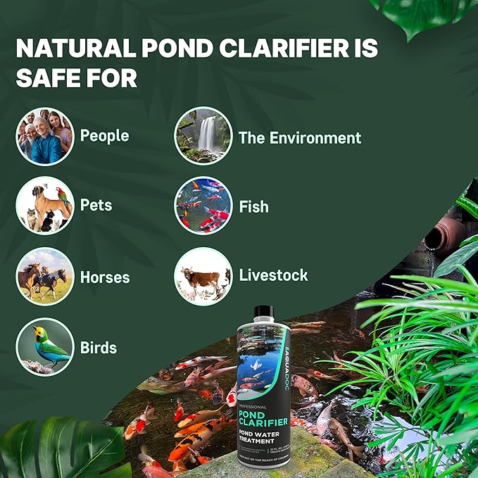 AquaDoc Pond Water Clarifier 32oz – Enzyme-Based Treatment for Koi and Fish Ponds – Helps Clear Cloudy Water and Reduce Sludge-PawvioPets