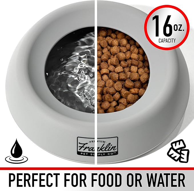 Franklin Pet Supply Co. Co. Spill Proof Pet Bowl - No Splash Travel Water + Food Dish for Dogs + Cats - Portable - 16 oz. - BPA Free-PawvioPets