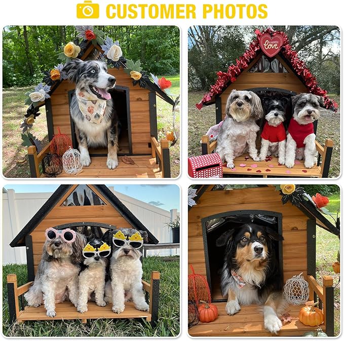 AIVITUVIN Outdoor Dog House with Anti-Chewing Durable Metal Frame Dog Kennel for Large Breed Dog Shelter Weatherproof (Brown 50.9" D x 37.4" W x 37.2" H-PawvioPets