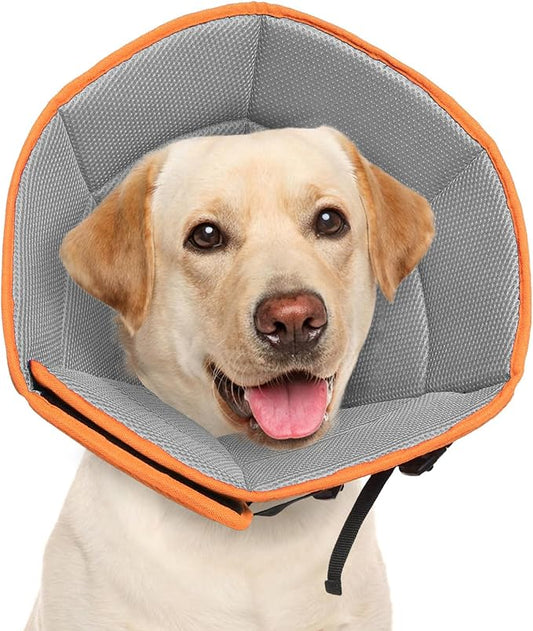 Dog Cone Collar XL, Soft Cones for Large Medium Small Dogs,Adjustable Dog Cone Alternative to Stop Licking, Comfy Elizabethan Collar for After Surgery Wound Healing & Hot Spots Orange-PawvioPets
