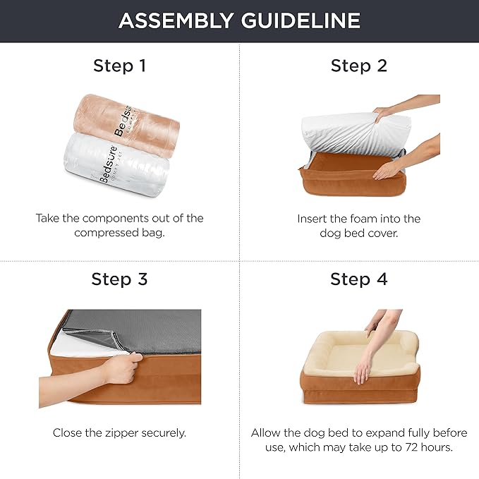 Bedsure XL Orthopedic Dog Bed for Extra Large Dogs - Washable XLarge Dog Cat Bed Waterproof, Comfort Dogs Couch Sofa with Washable Removable Cover, Pet Bed with Nonskid Bottom, Ember Clay, 42"-PawvioPets