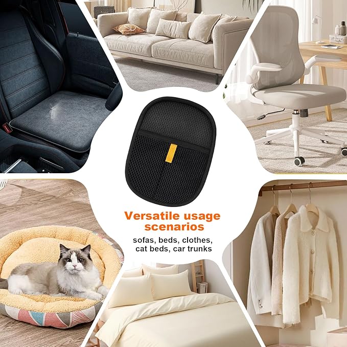 2 Pcs Pet Hair Removal Gloves，Electrostatic Pet Hair Remover,Reusable Cat & Dog Hair Remover for Couch, Furniture, Bed (Black)-PawvioPets