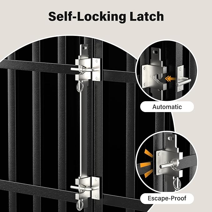 48 inch Heavy Duty Dog Crate with Self-Locking Latch, Indestructible Large Steel Kennel with Enclosed Design, Escape-Proof and Chew-Proof Pet Cage for High Anxiety Dogs-PawvioPets