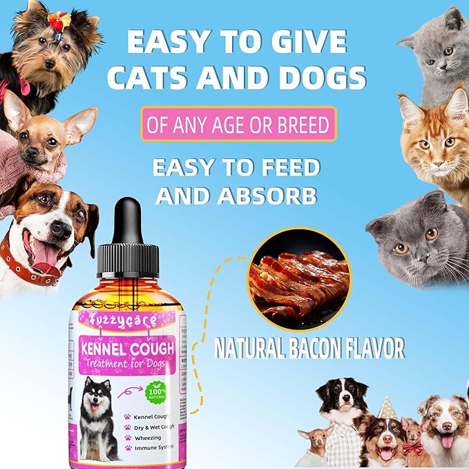 2 Pack Dog Cough Treatment，Natural Kennel Cough Medicine for Dogs,Effective Kennel Cough Treatment and Allergy Relief, Herbal Drops for All Breeds & Sizes, Soothing Dog Cough Medicine-PawvioPets