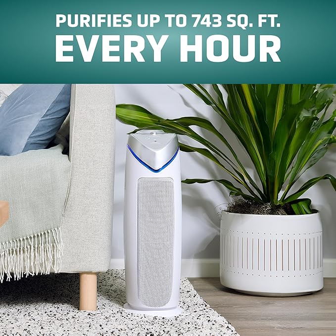 GermGuardian Air Purifier with HEPA 13 Filter, Removes 99.97% of Pollutants, Covers 743 Sq. Foot Room in 1 Hour, UV-C Light Helps Reduce Germs, 22 Inch, 2-Pack, White, AC4825W2PK-PawvioPets
