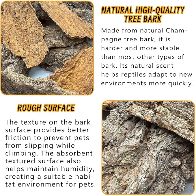 BNOSDM Reptile Terrarium Bark Substrate Bedding Tortoise Natural Cork Bark Reptile Climbing Mat Habitat Decor for Lizard Snake Spiders Hermit Crabs Tarantula Geckos Bearded Dragons (0.7 LB)-PawvioPets