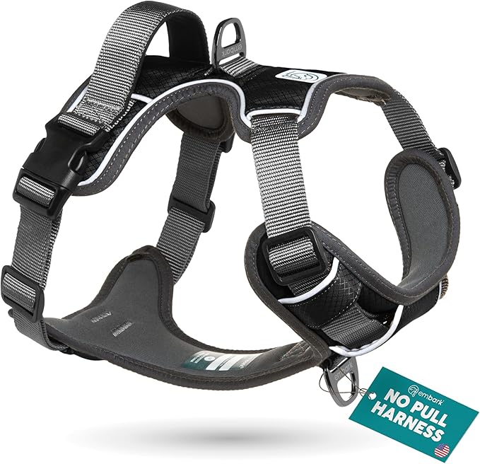 Embark Adventure Dog Harness, Reflective Trim No Pull Dog Harness for Large Dogs - Military Grade Nylon, Front Clip with Gel Lined Handle. Soft & Padded Puppy for Any Breed-PawvioPets