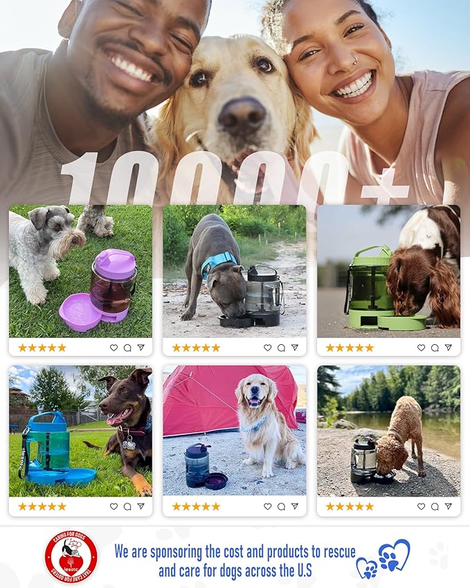 77oz Dog Travel Water Bottle, Large Portable Dog Water Bowl Dispenser, Leakproof Pet Drinking Bottle Dispenser for Hiking Camping Walking Travelling Beach Car Trips, No Spill, BPA Free,Purple-PawvioPets