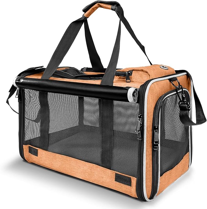 Dog Carry Bag for Puppy Pet Soft-Shell Portable Kennel Crate for 0-15 lbs Foldable Pomeranian Travel Cage Tea Cup Yorkie Carrier Purse Indoor Carrying Case Cat Supply Melon Tiny Dog Melon-PawvioPets