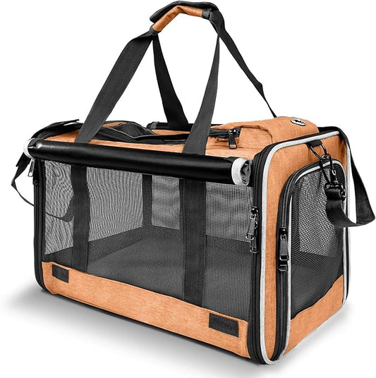 Dog Carry Bag for Puppy Pet Soft-Shell Portable Kennel Crate for 0-15 lbs Foldable Pomeranian Travel Cage Tea Cup Yorkie Carrier Purse Indoor Carrying Case Cat Supply Melon Tiny Dog Melon-PawvioPets