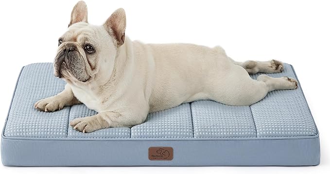 Bedsure Cooling Dog Bed for Small Dogs - Orthopedic Flat Puppy Beds with Removable Washable Cover, Egg Crate Foam Pet Mat, Suitable for Pet Up to 20 lbs-PawvioPets