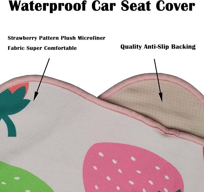 Car Seat Cover Protector Front Seats,for Gym Workout,Running,Swimming,Beach and Hiking,Waterproof Sweat Towel Bucket Seat Covers for Cars SUV Trucks (Strawberry, 1Pcs)-PawvioPets